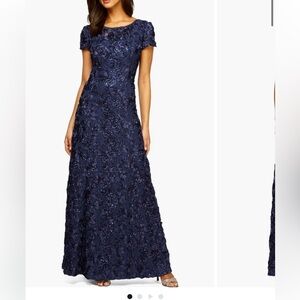 Alex Evenings Navy Lace Maxi Dress